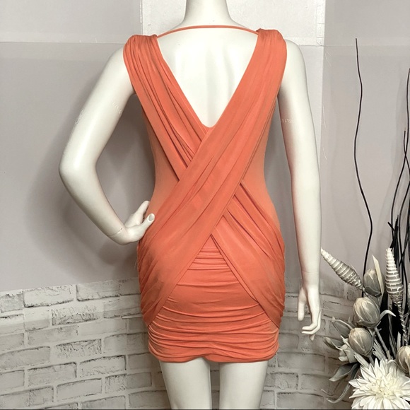 SOLD | 🔥SALE🔥 BCBGMaxAzria Alondra Melon Bodycon Mini Dress - Picture 4 of 16